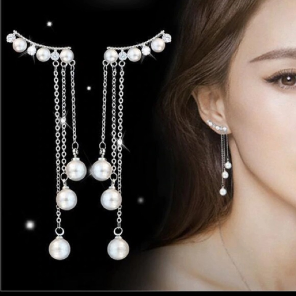 NEW!💙💎SILVERY CZ PEARL LOOK! SPARKLING DROPS💎💙 - Picture 5 of 8
